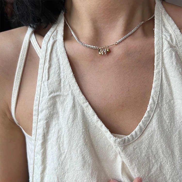 Dây Chuyền Mạ Vàng / Bạc Đính Đá Zircon Tua Rua Phong Cách Retro