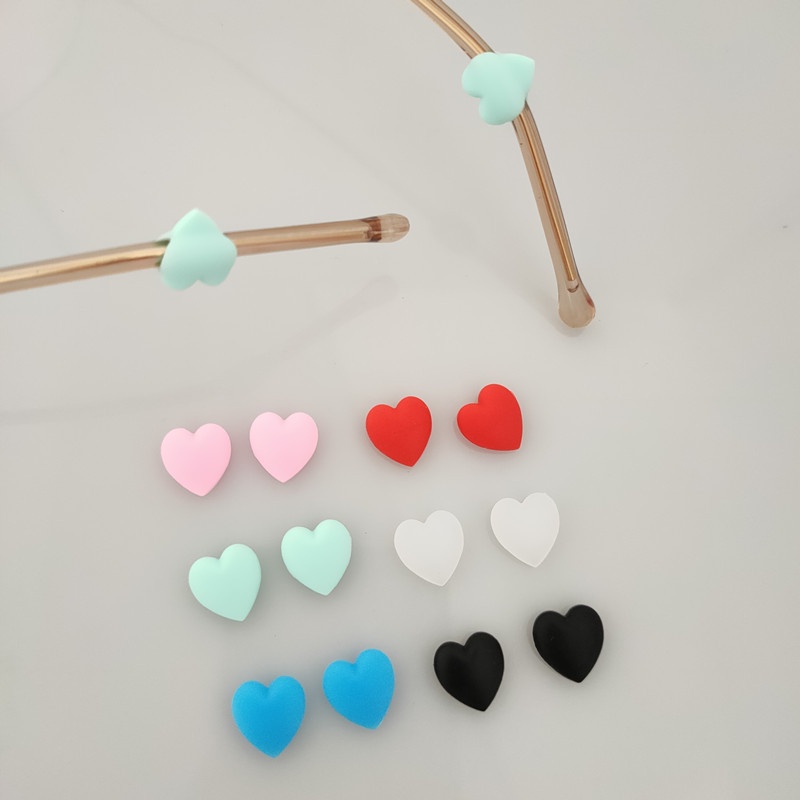 Set 5 Cặp Giá Đỡ Mắt Kính Bằng Silicon Chống Trượt Hình Trái Tim