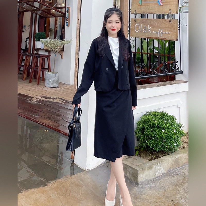 Áo blazer form lửng 2 túi trước
