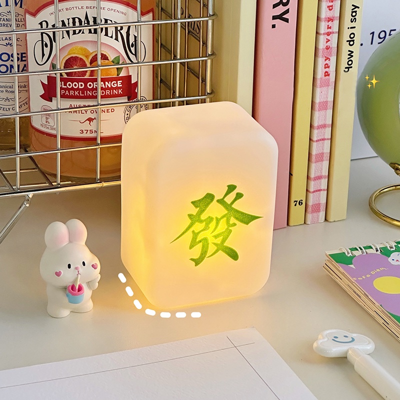 Đèn Ngủ LED Thiết Kế Hình Mạt Chược Facai Chúc Phúc Trang Trí Bàn Làm Việc