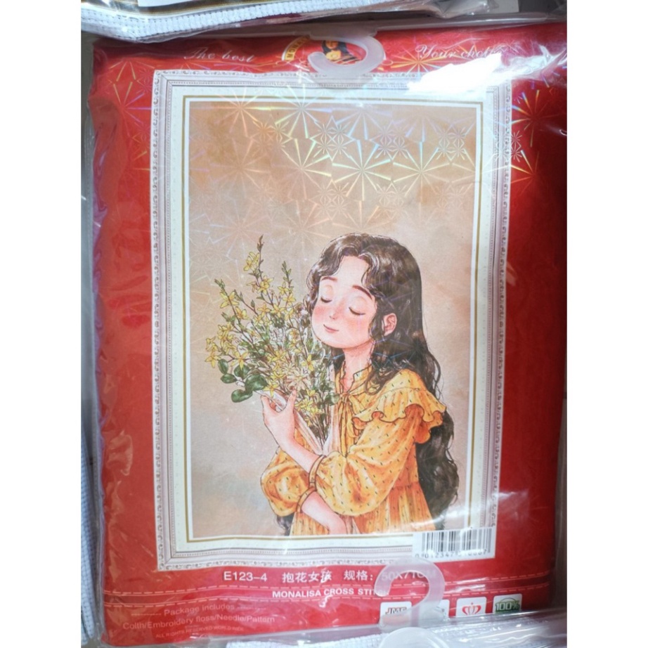 Tranh Thêu Cô Gái E123-4 50x71 chưa thêu