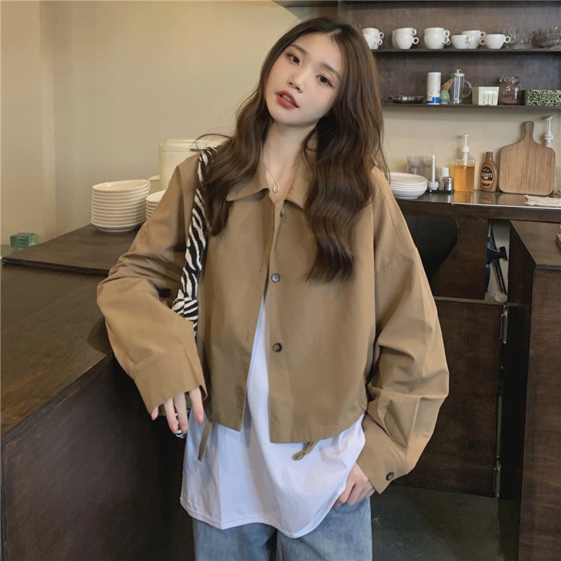 IELGYÁo Sơ Mi Tay Dài Dáng Rộng Phối Dây Rút Phong Cách Hàn Quốc Cổ Điển Thời Trang Cho Nữ