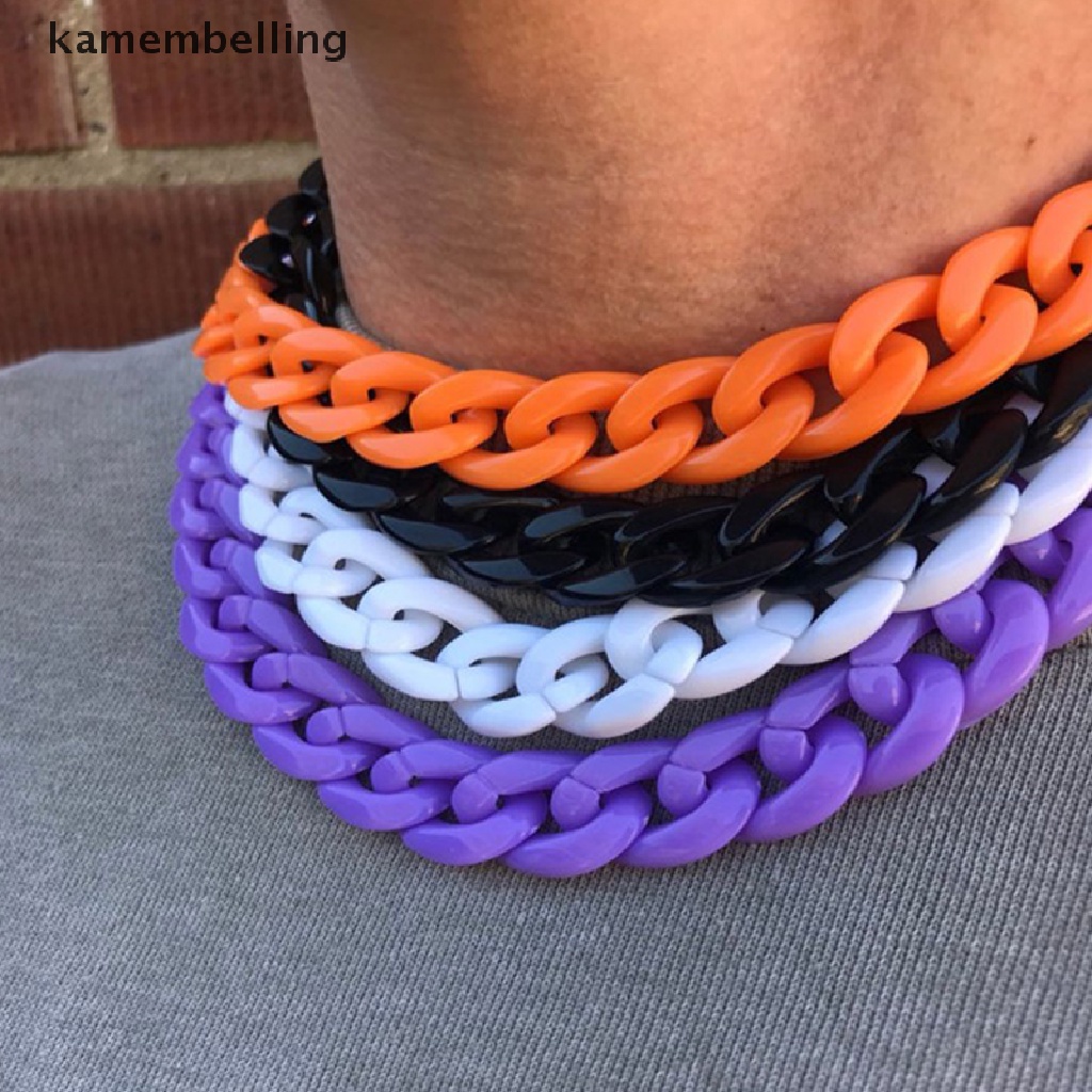 Kamembelling Vòng cổ Choker Acrylic Dày Màu Trắng Cho Nam Và Nữ EN