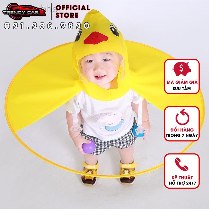 Áo mưa trẻ em ngộ nghĩnh kiểu Hàn Quốc Áo mưa Con vịt nhỏ Màu vàng choàng Mũ ô cho trẻ 3 - 5 tuổi