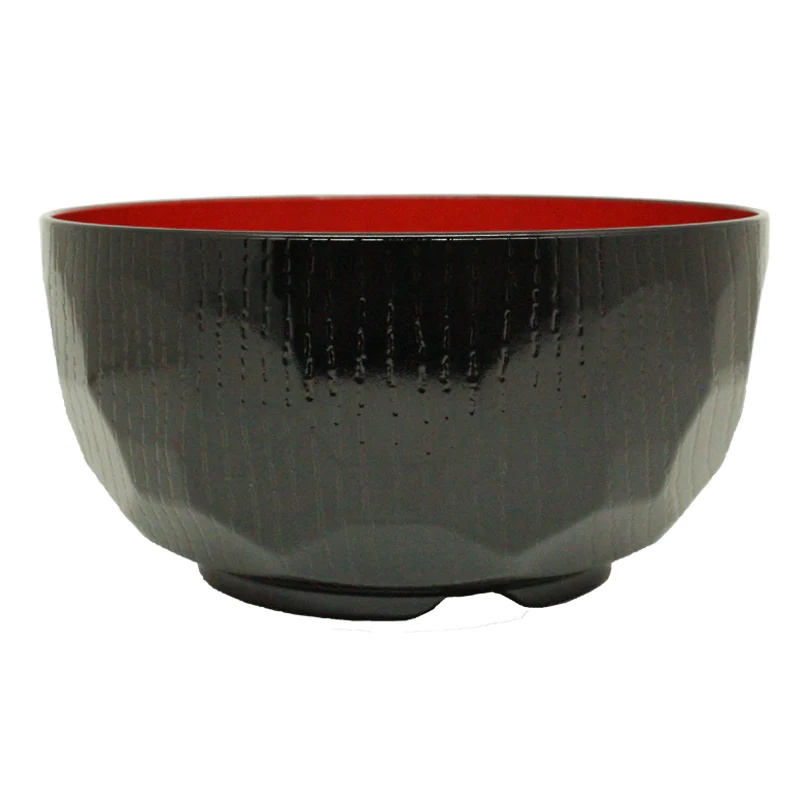 Daiso Chén kiểu nhật 14.5x14.5x7.4cm Aizunuri Kikkou Bowl Black Inside Red -Dishwasher Safe-