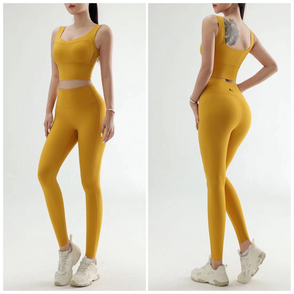 Đồ tập gym nữ NAQI:quần dài áo Bra (sẵn mút) vải thun Polyvip co giãn 4 chiều -Tập gym, yoga, zumba, aerobic