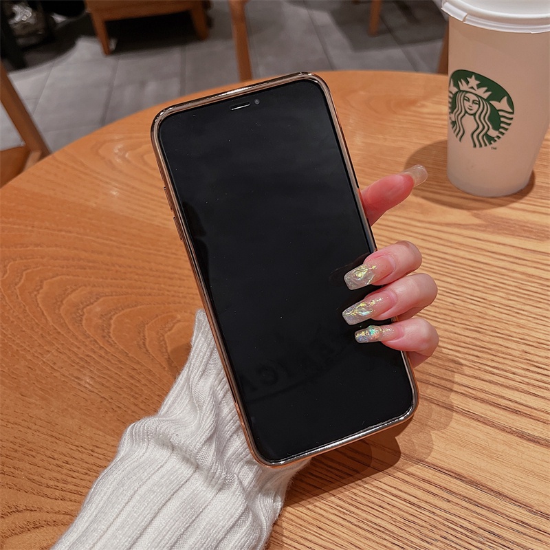 Ốp Điện Thoại TPU Mềm Mạ Điện In Logo Đơn Giản Cho IPhone 14 13 12 11 Pro Max XS Max XR X