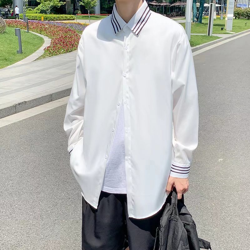 Áo Sơ Mi Dáng Rộng Họa Tiết Kẻ Sọc Phong Cách Nhật Bản Thời Trang Cho Nam Và Nữ Size M-3XL