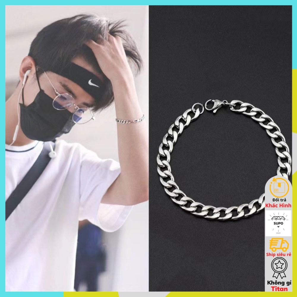Lắc tay xích Titan không gỉ unisex , Vòng đeo tay thép cao cấp cho nam nữ