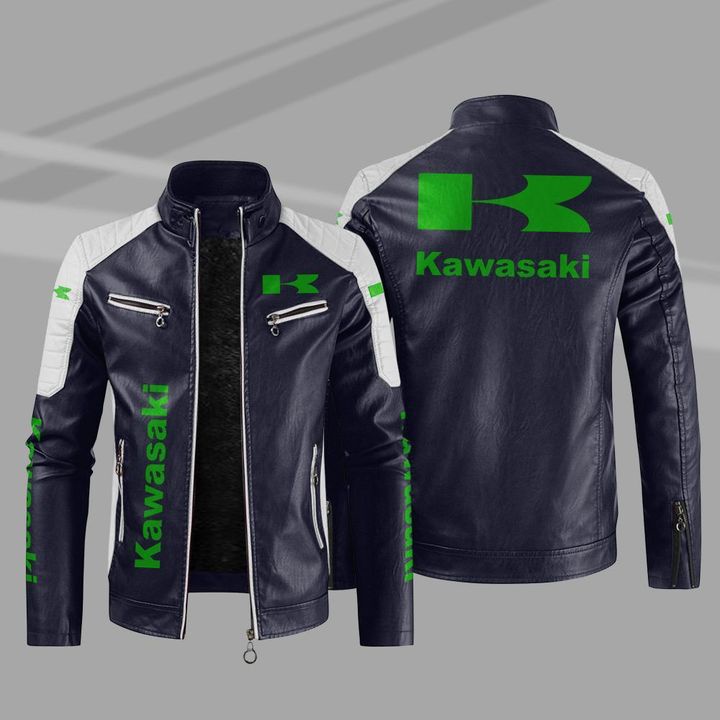 Áo Khoác Da Chống Gió In Logo Kawasaki Thời Trang Cao Cấp Cho Nam