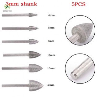 GORGEOUS~5PCS Diamond triangle Burr Drill Bit Set For Carving Engraving Drilling 4-12mm 100% brand new and high quality