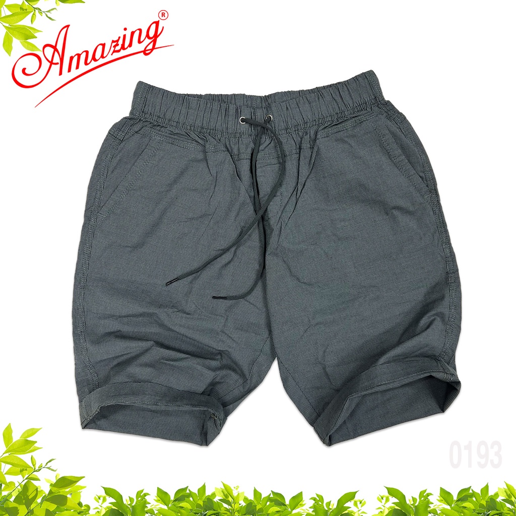 Quần short bố ô nhí Amazing, sọt lưng thun nam dáng thể thao unisex, quần đùi có dây rút