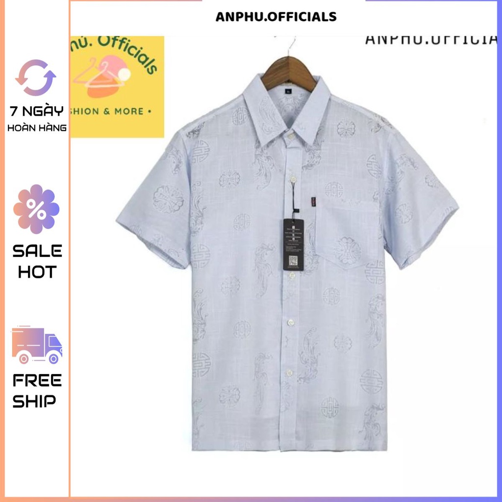 ( Vãi đũi loại 1 siêu mát ) Áo sơ mi đũi nam tay ngắn trung niên mặc thoải mái loại áo cho người lớn tuổi họa tiết AP102