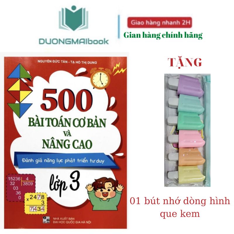 Sách - 500 bài toán cơ bản và nâng cao - Đánh giá năng lực phát triển tư duy lớp 3 (mới 2022)