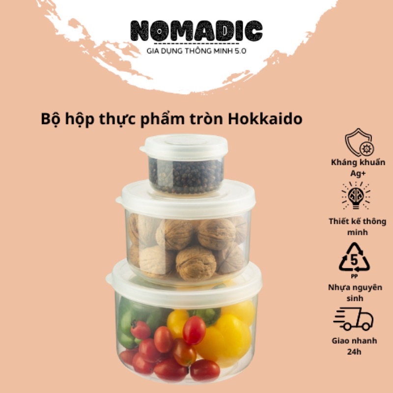 Hộp thực phẩm tròn 500ml inochi chịu nhiệt độ cao, sử dụng lò vi sóng, máy rửa chén bát. GIAO MÀU NGẪU NHIÊN
