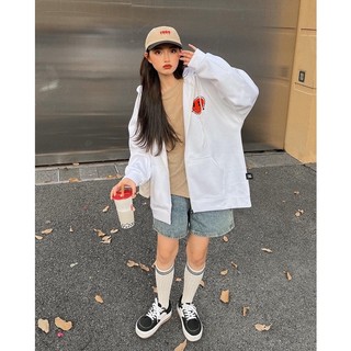 Áo hoodie zip nỉ bông thêu heart regods unisex form rộng