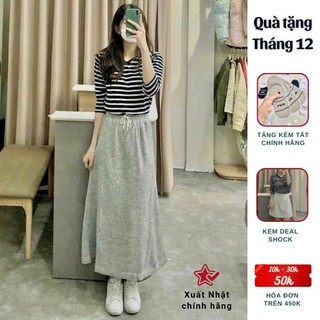 Chân váy len dài xuất Nhật kiểu váy công sở dáng midi dài qua gối