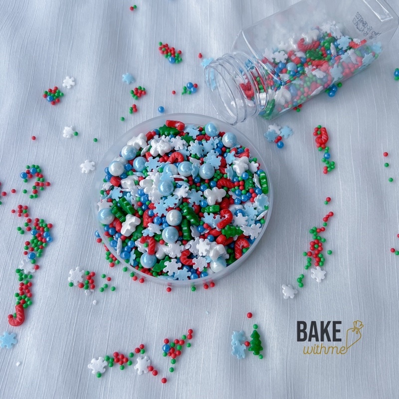 Kẹo bi đường, kẹo trang trí, cốm trang trí Giáng sinh để trang trí bánh kem, bánh sinh nhật, cupcake, donut