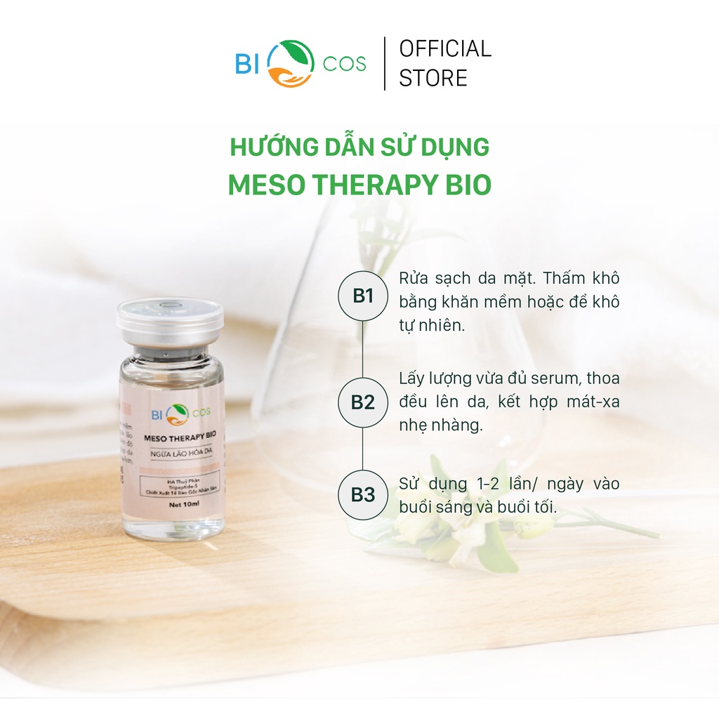 Tinh Chất Dưỡng Meso Therapy BIOCOS (Hộp 2 chai - 10ml/chai) - Cấp Ẩm Sâu, Sáng Da, Ngừa Lão Hóa