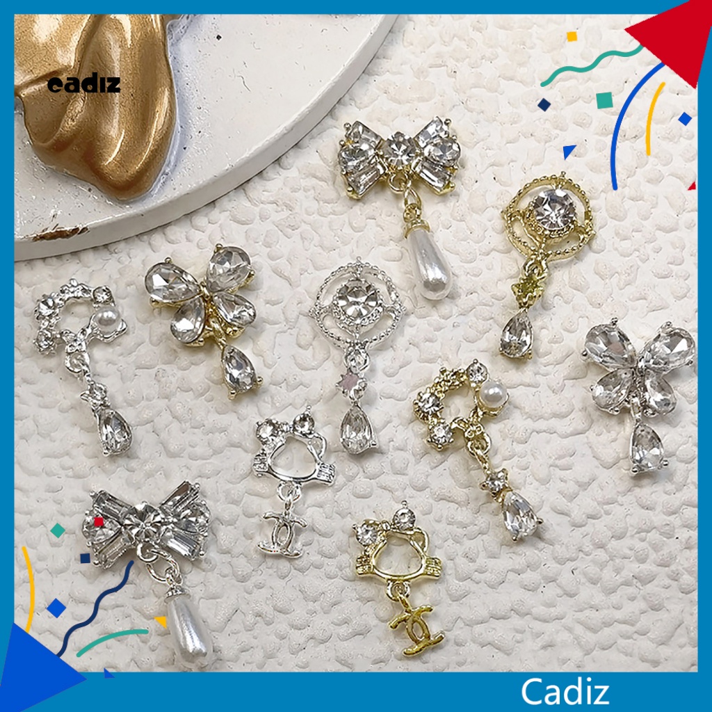 Bộ 3 Phụ Kiện Trang Trí Móng Tay Hình Nơ Lấp Lánh Không Phai Màu