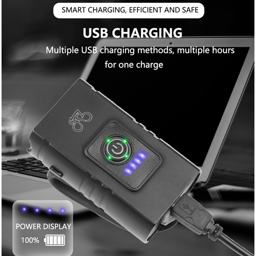 Đèn pin phía trước xe đạp siêu sáng dùng pin sạc T6 LED 10W, đèn pin xe đạp nhỏ gọn, tiện dụng