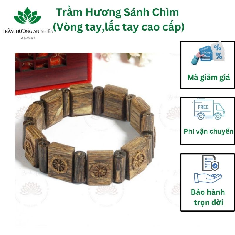 Lắc Vòng Tay Trầm Hương Cao cấp Sánh Chìm Thơm- Phong Thủy - Khắc hình Vô lăng Tàu Thủy.