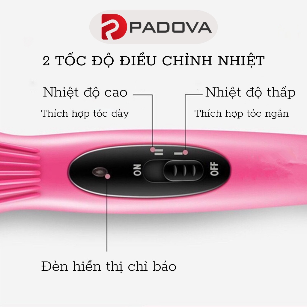 Lược Điện Chải Thẳng Tóc, Tạo Kiểu Tóc Uốn Cúp Cụp Xoay Tròn Chuyên Nghiệp PADOVA 2651