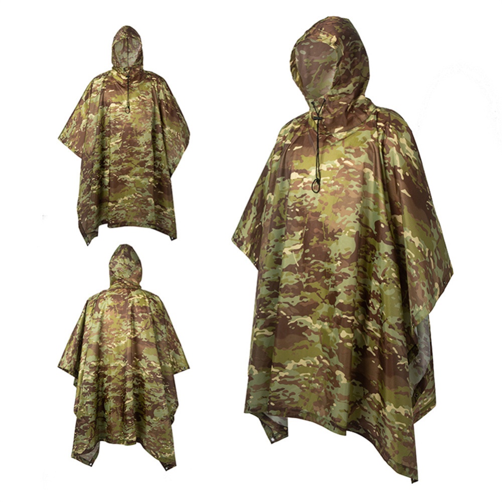 Ngụy Trang Mackintosh Rain Poncho Cắm Trại Ngoài Trời Áo Choàng Leo Núi Áo Choàng đẹp Trai Có Mũ Trùm đầu KINOSTAR Thoáng Khí.
