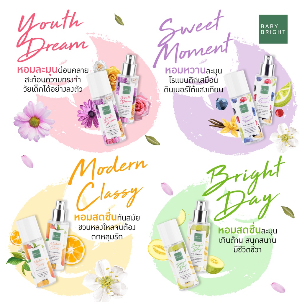 Xịt Thơm Baby Bright dành Cho Da Và Tóc Hương Thơm Dịu Baby Bright Body And Hair Mist 50ml