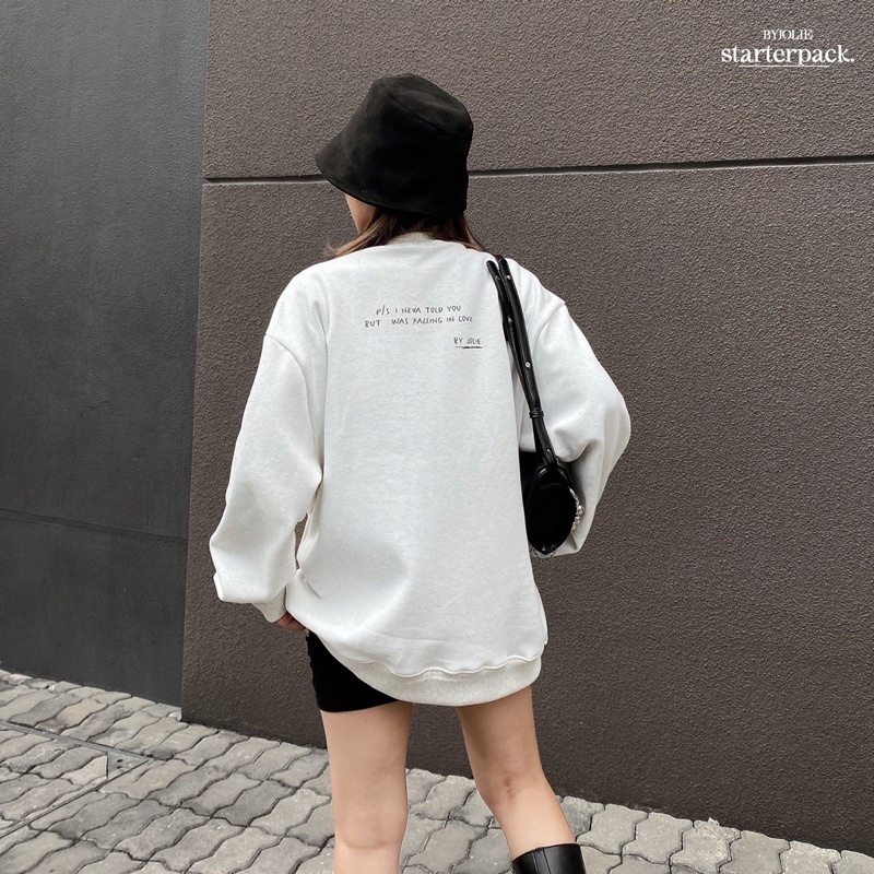 Áo sweater nỉ bông Byjolievn Starter Pack form suông unisex nam nữ | BigBuy360 - bigbuy360.vn