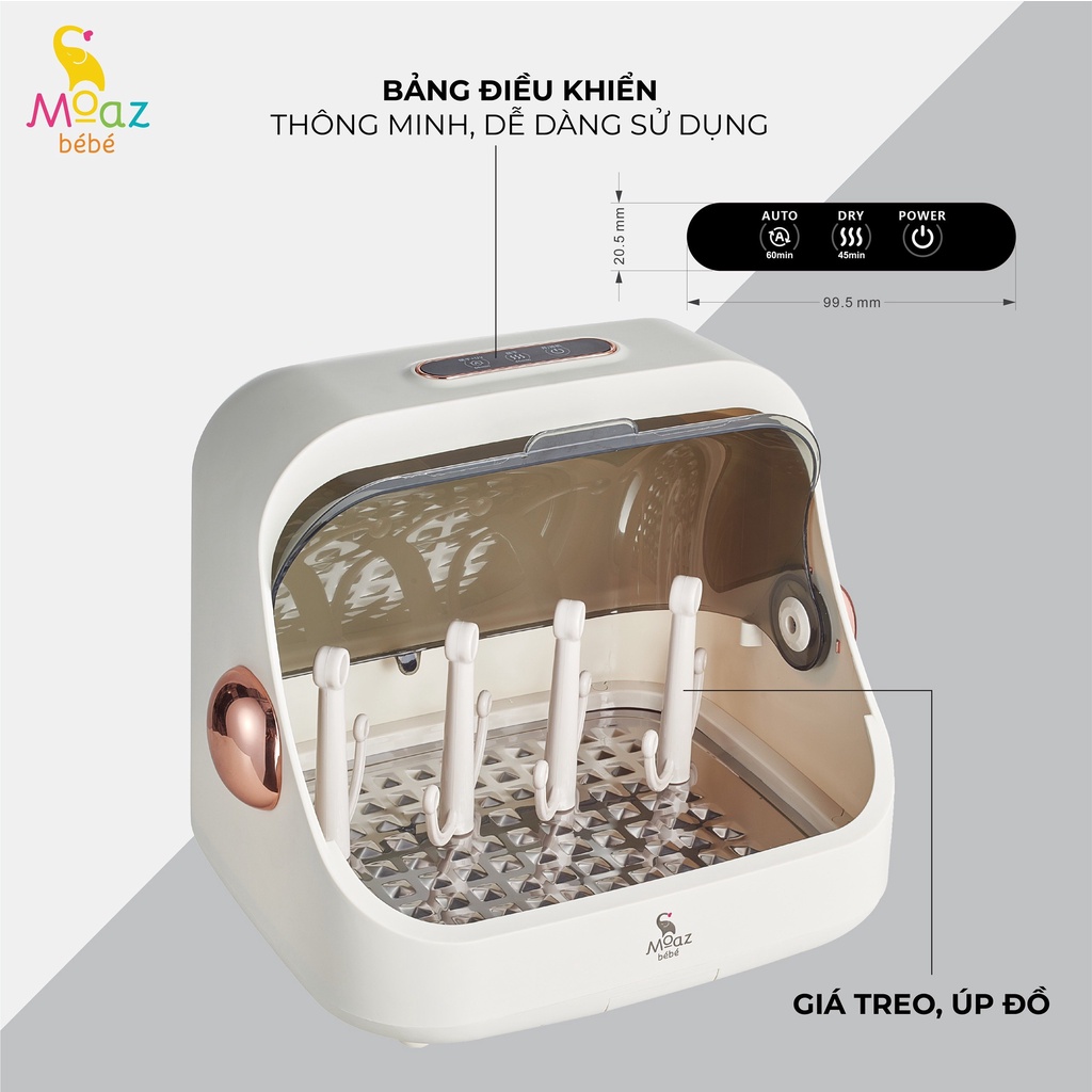 MOAZ BÉBÉ MÁY ÚP BÌNH SỮA, TIỆT TRÙNG SẤY KHÔ TIA UV-C MB044