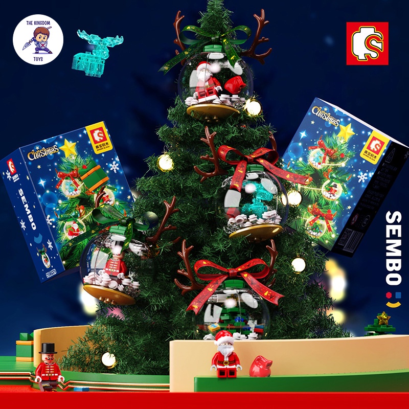 Đồ Chơi Lắp Ráp Giáng Sinh Noel Mô Hình Quả Cầu Trang Trí Cây Thông Phát Sáng / Ông Già Tuyết 601168