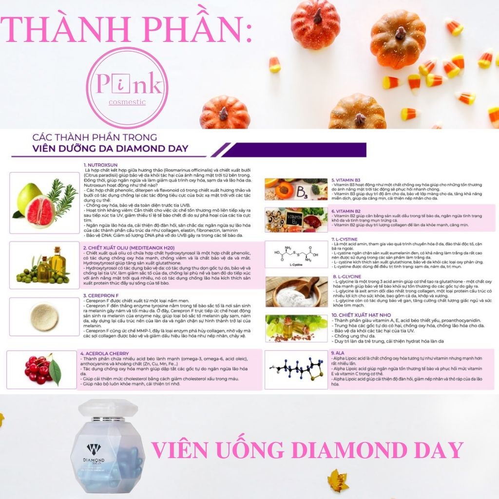 Viên Uống Trắng Da Diamond White Day & Night Phiên Bản Mới 2022