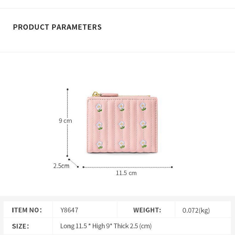 MISCHA Ví Đựng Tiền Xu Bằng Da PU Thêu Họa Tiết Dễ Thương Phong Cách Hàn Quốc