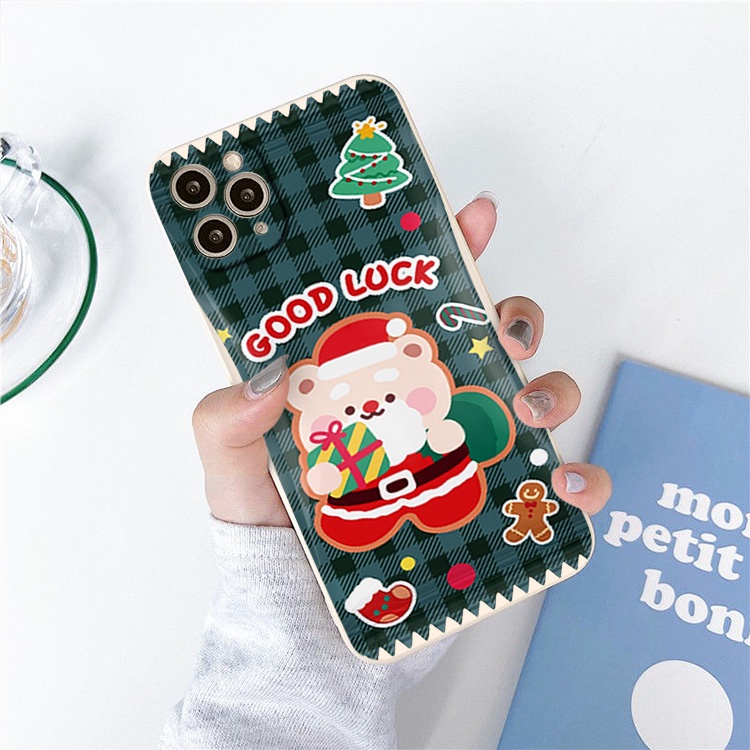 Ốp lưng iphone cạnh vuông vỏ kẹo gấu thỏ noel bảo vệ cam cho 6/6splus/7/7plus/8/8plus/x/xr/xs/11/12/13/14/pro/max/plus/
