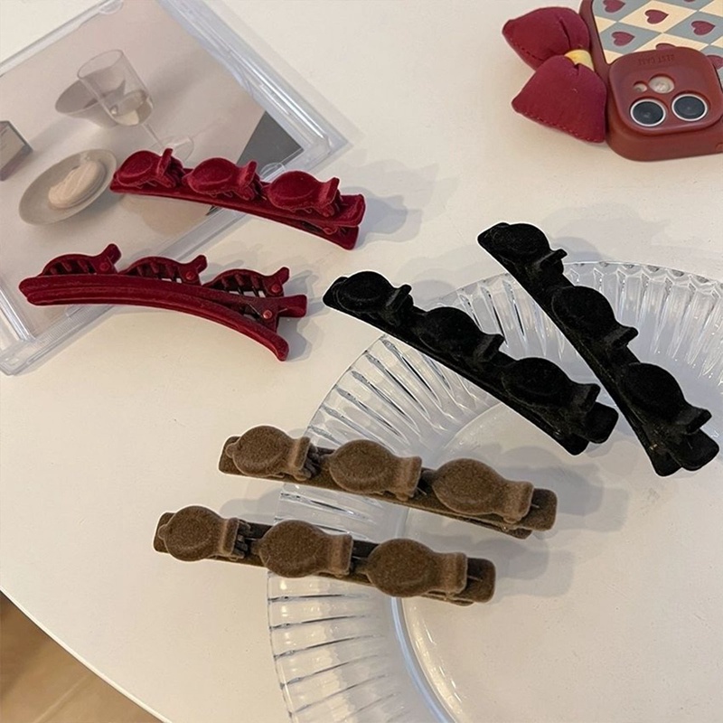 Ygt Kẹp Tóc Mỏ Vịt Bện Bằng Nhung Đơn Giản Cho Nữ