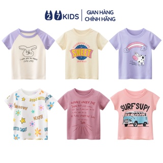 Áo thun bé gái ngắn tay 27Kids 27Home Tshirt cộc nữ vải Cotton cho trẻ từ 2