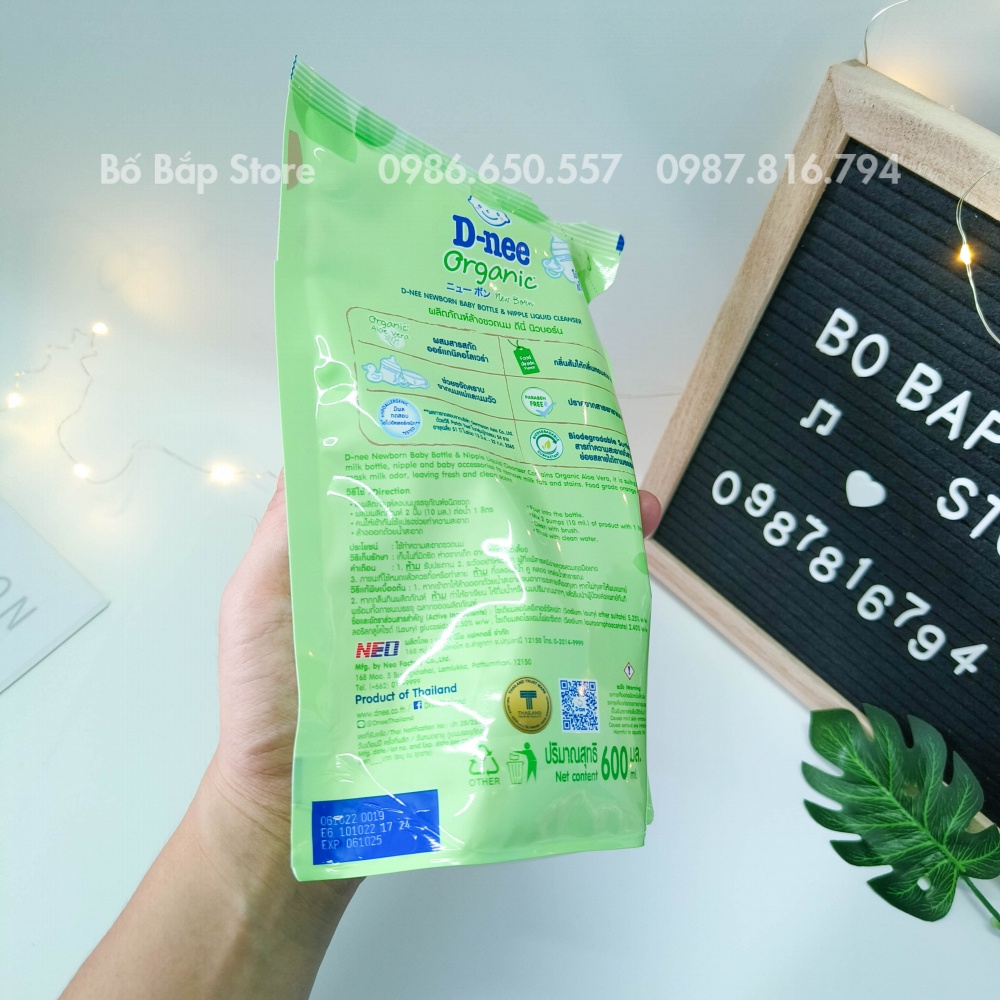 Nước Rửa Bình Sữa Dnee Organic Thái Túi 600ml An Toàn Cho Bé