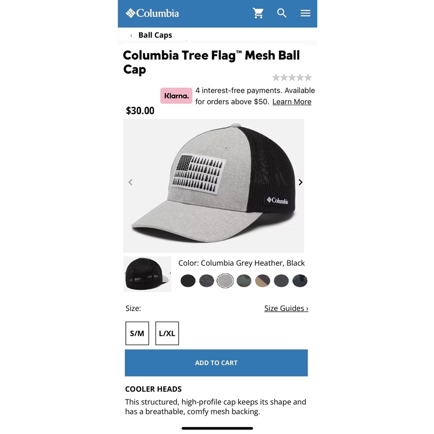 Nón lưới bít đuôi thời trang nón thể thao logo cờ Mỹ Columbia Tree Trail Flag,mũ pít đuôi xịn ghi xám đen