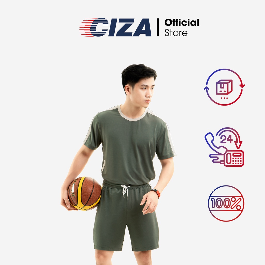 Áo thun thể thao ngắn cộc tay nam CIZA basic cổ tròn dáng ôm slim cao cấp trẻ trung size S M L XL màu green  ATNS32