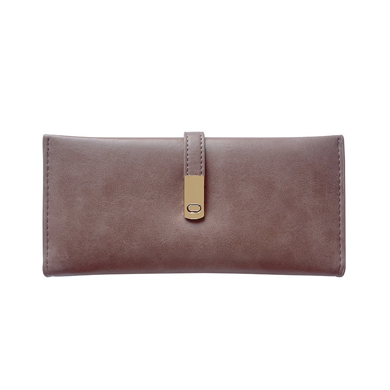 IELGY Ví Dài Màu Nhám Có Khóa Cài Đơn Giản Phong Cách Hàn Quốc Cho Nữ