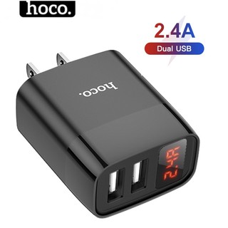 Cốc sạc hoco c86 màn hình led sạc nhanh 2.4a chân dẹt 2 cổng usb chất liệu pc cao cấp