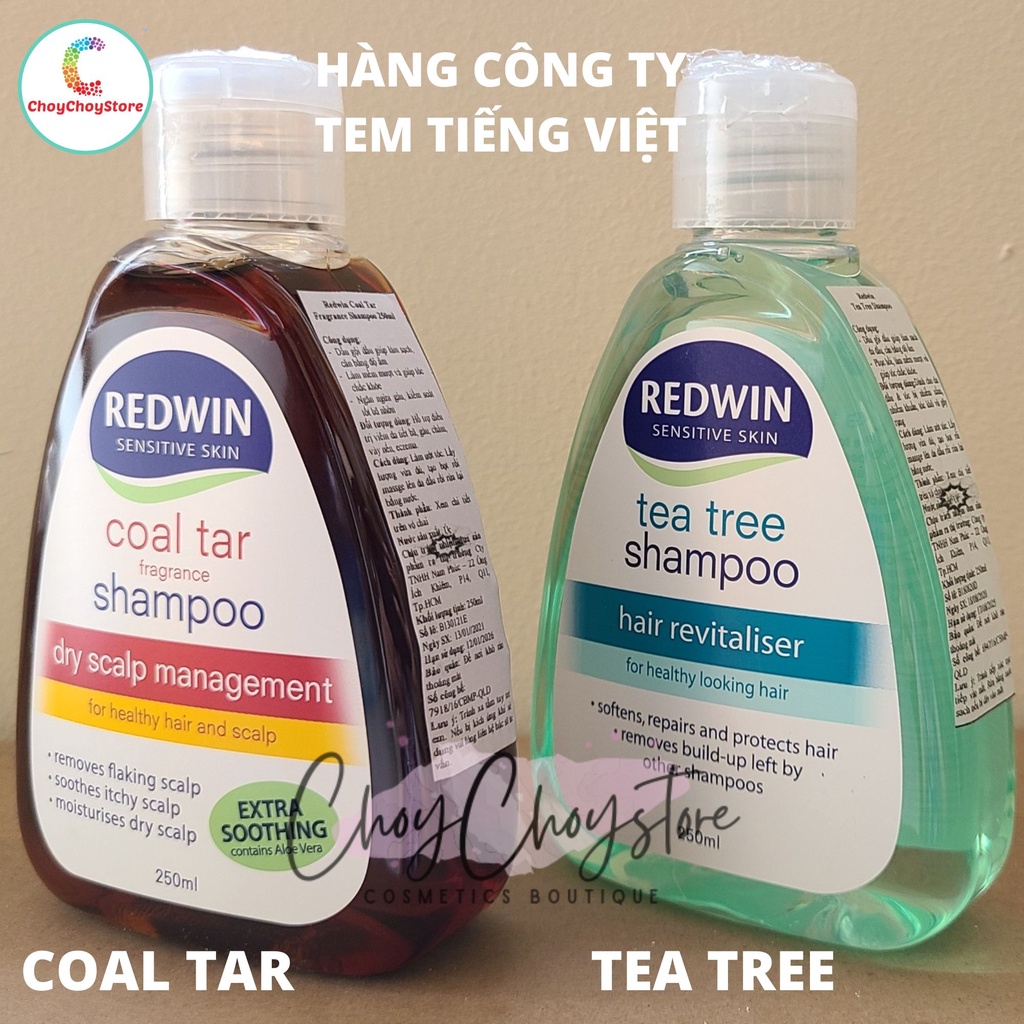 REDWIN Tea Tree & Coal Tar Shampoo 250mL - Dầu Gội Phục Hồi Tóc, Hỗ Trợ Viêm Da Tiết Bã