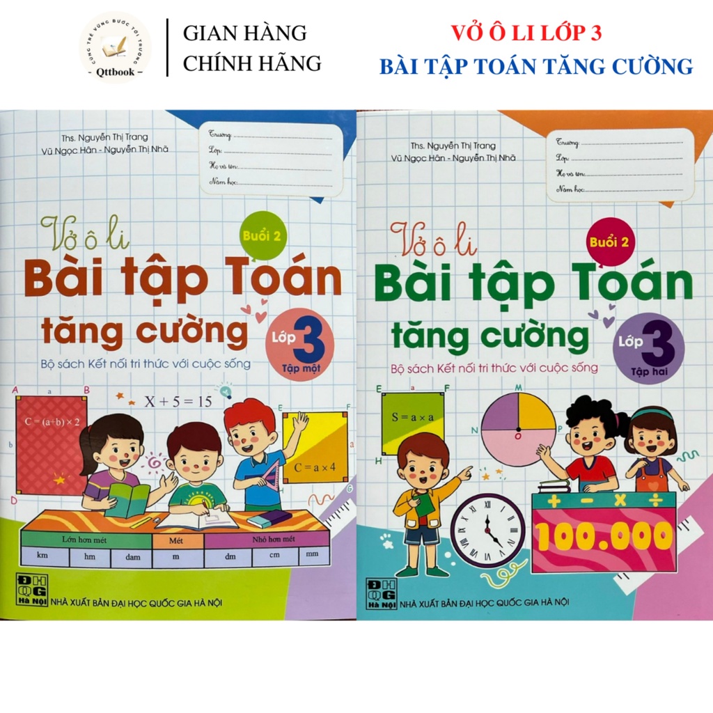- Vở ô li bài tập Toán tăng cường lớp 3 tập 1, tập 2