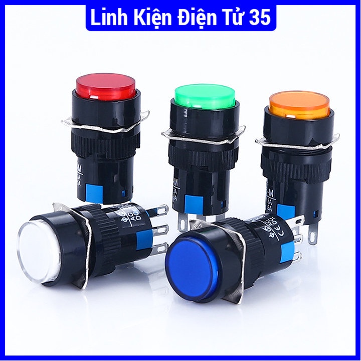 Nút nhấn đề 16mm điện áp 24VDC/220VAC AL6- A nhấn giữ có đèn chất lượng tốt