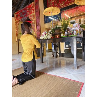 BÀ BA VÂN HOA HỒNG LỤA SATIN CAO CẤP