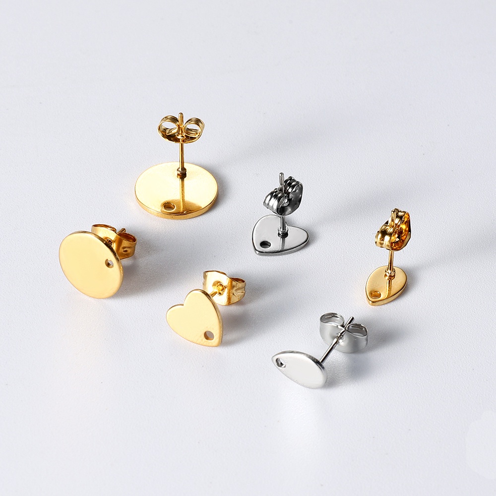 10 Hoa tai ST.KUNKKA titan màu vàng nhạt/ bạc chống rỉ sét lâu phai phong cách Hàn Quốc tùy chọn kiểu dáng cho nữ