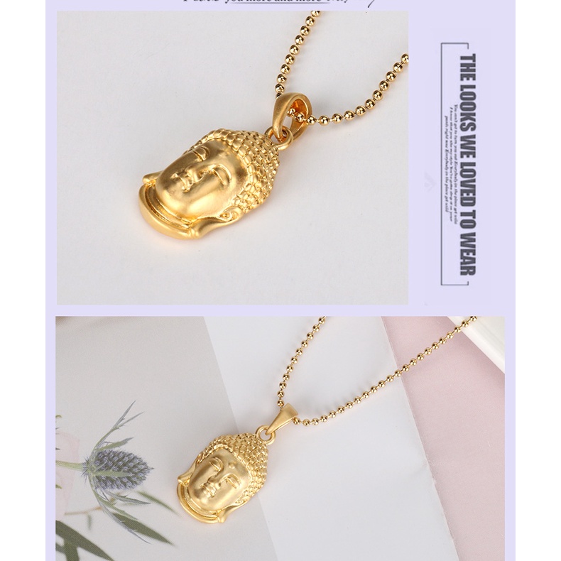 Dây Chuyền Mạ Vàng 18k Mặt Hình Đầu Phật Phong Cách Trung Hoa