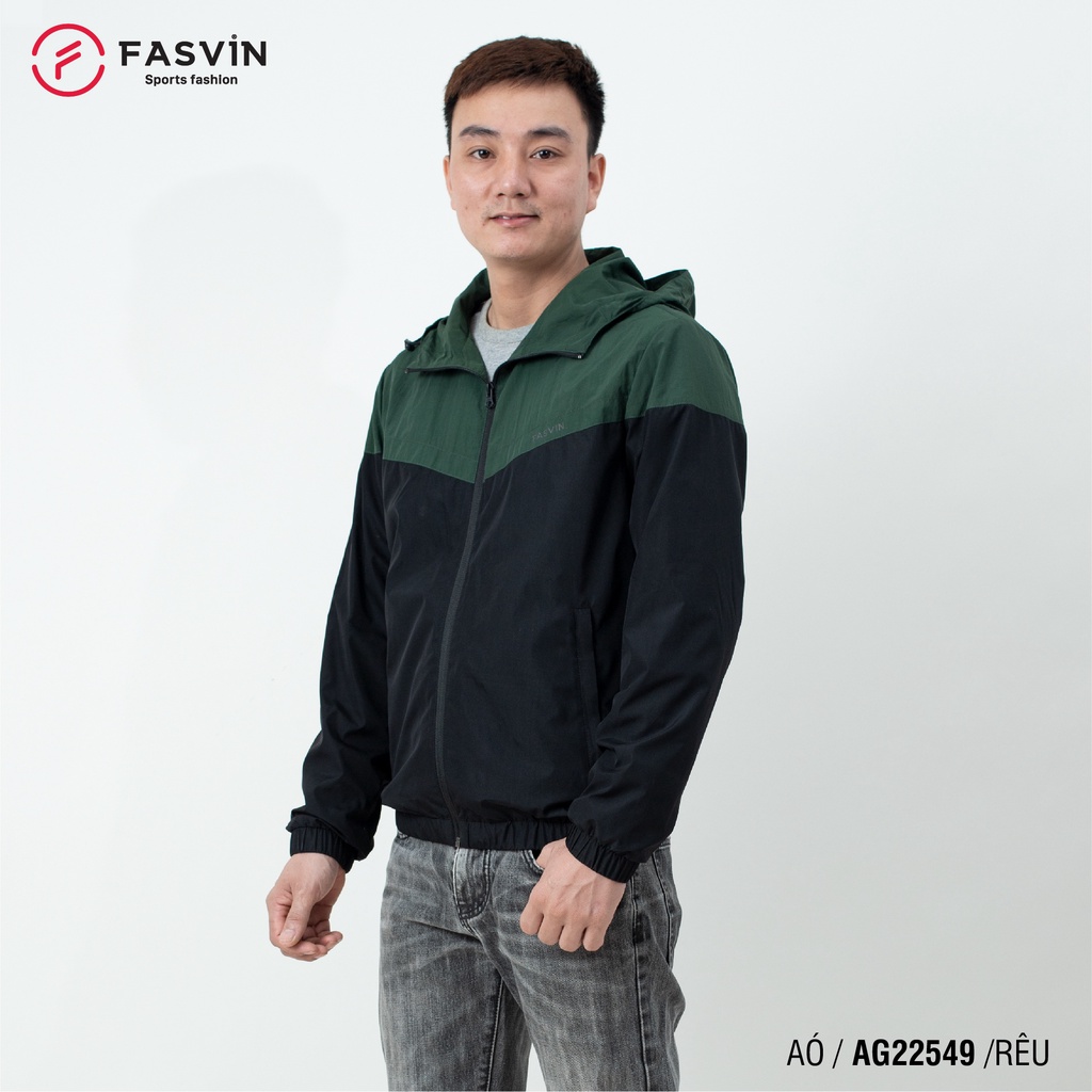 Áo gió thể thao nam Fasvin 2 lớp có mũ chất liệu cao cấp mềm mại co giãn AG22549.SG