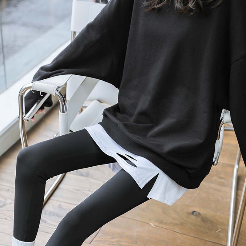 Đơn Giản Áo Hoodie Viền Viền Có Thể Tháo Rời / Dài Nửa Thân Màu Trơn Thời Trang Dưới Đáy / Dưới Viền Đường Viền